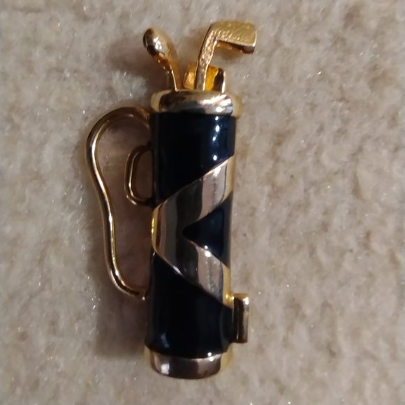 Beautiful Vintage Bag Pin With Movable Golf Clubs - Picture 1 of 5